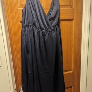Plus size, silk/satin blue dress